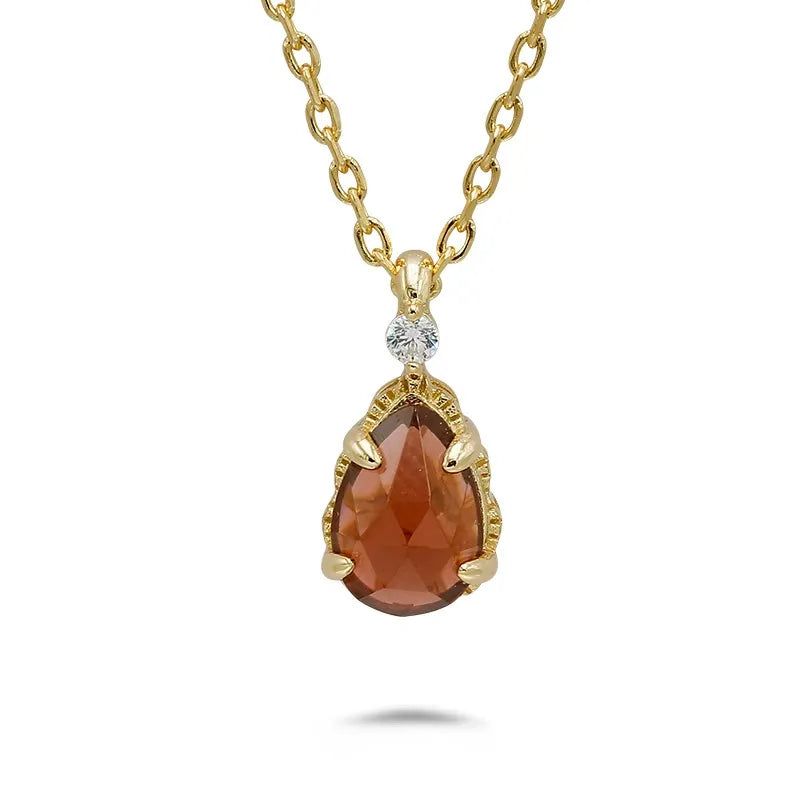 Pear Cut Garnet January Birthstone Vintage Necklace