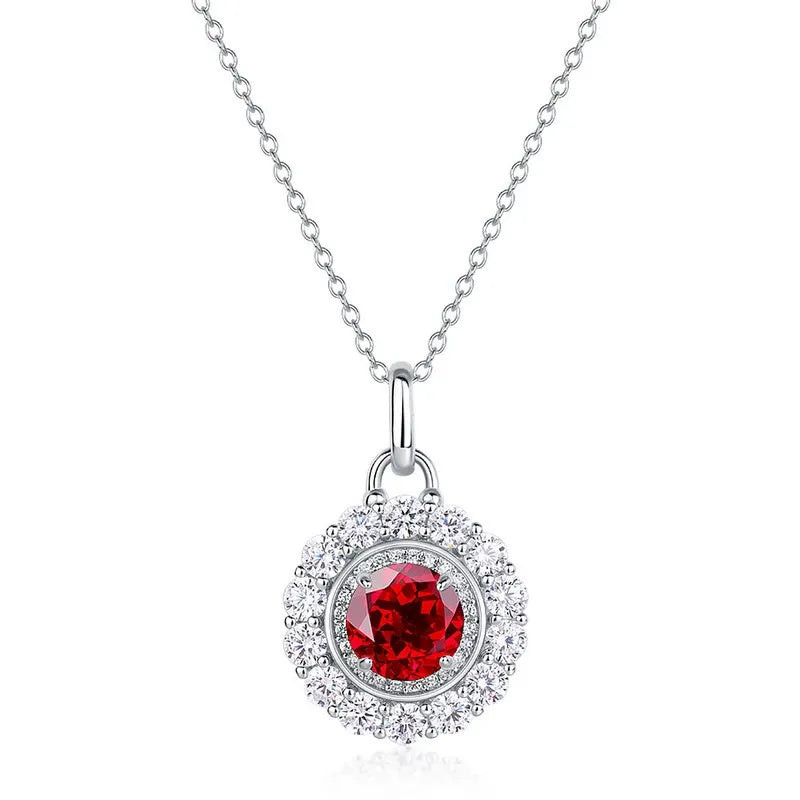 Round Cut Emerald Halo Necklace