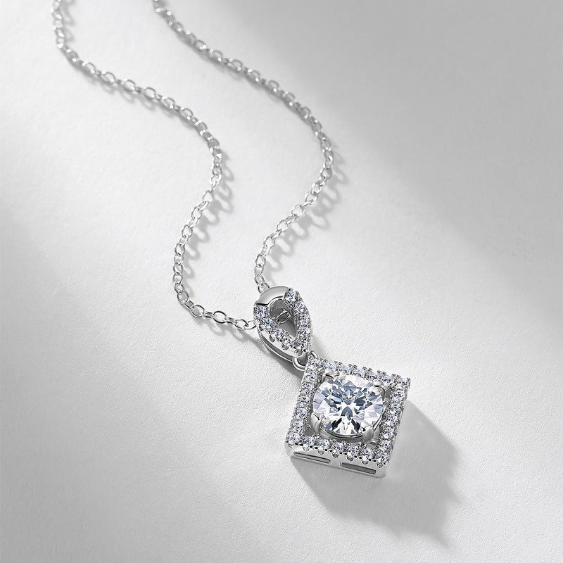 Round Cut Lab Ruby Halo Necklace