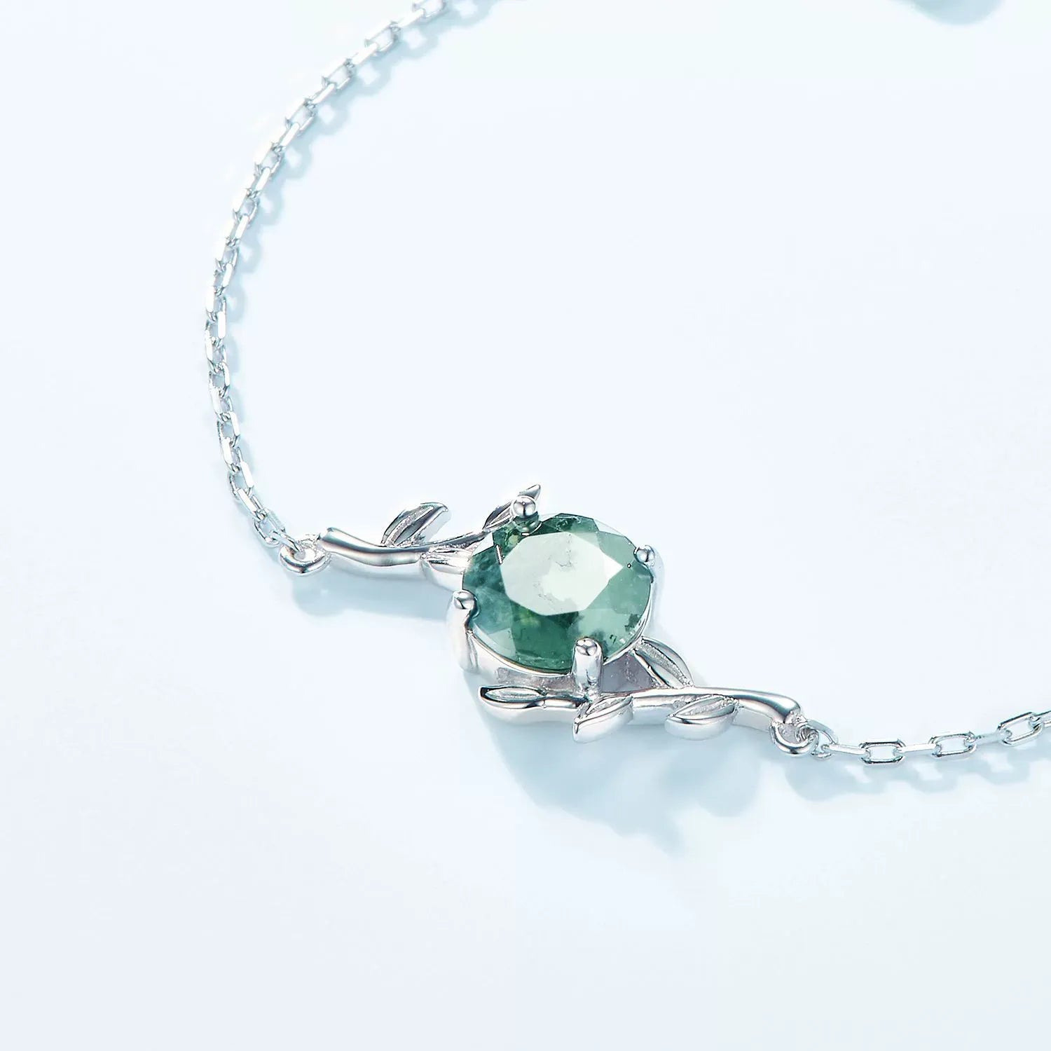 Eternal Orbit - Round Cut Moss Agate Nature Bracelet