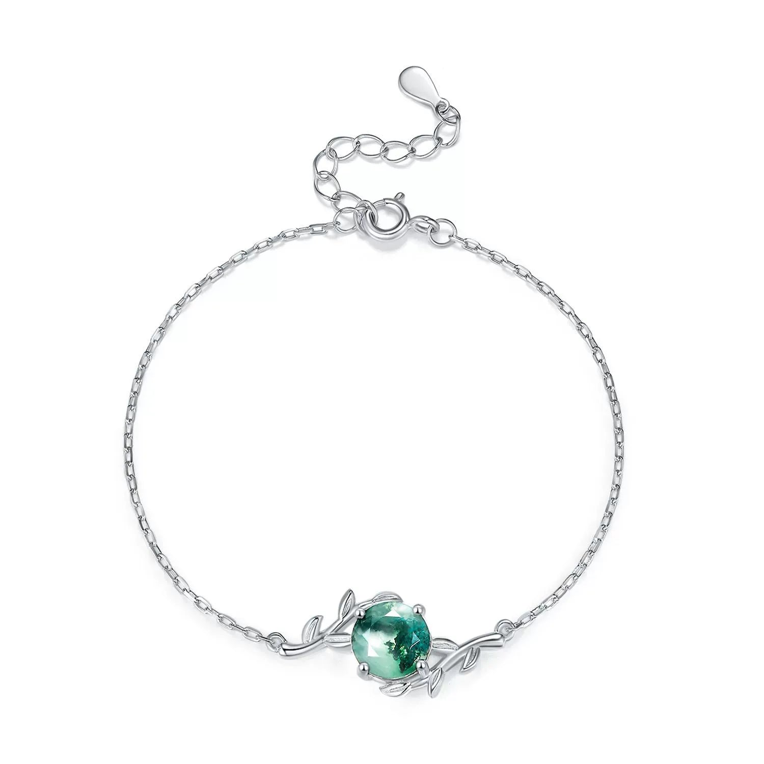 Eternal Orbit - Round Cut Moss Agate Nature Bracelet