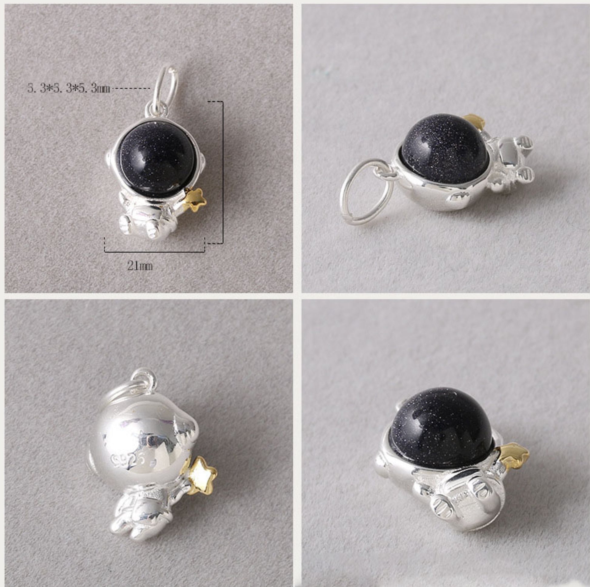 Stardust Explorer Round Cut Blue Sandstone Galaxy  Necklace