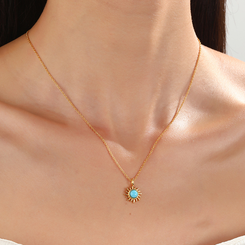 Solar Bloom Round Cut Opal Galaxy Sun Necklace