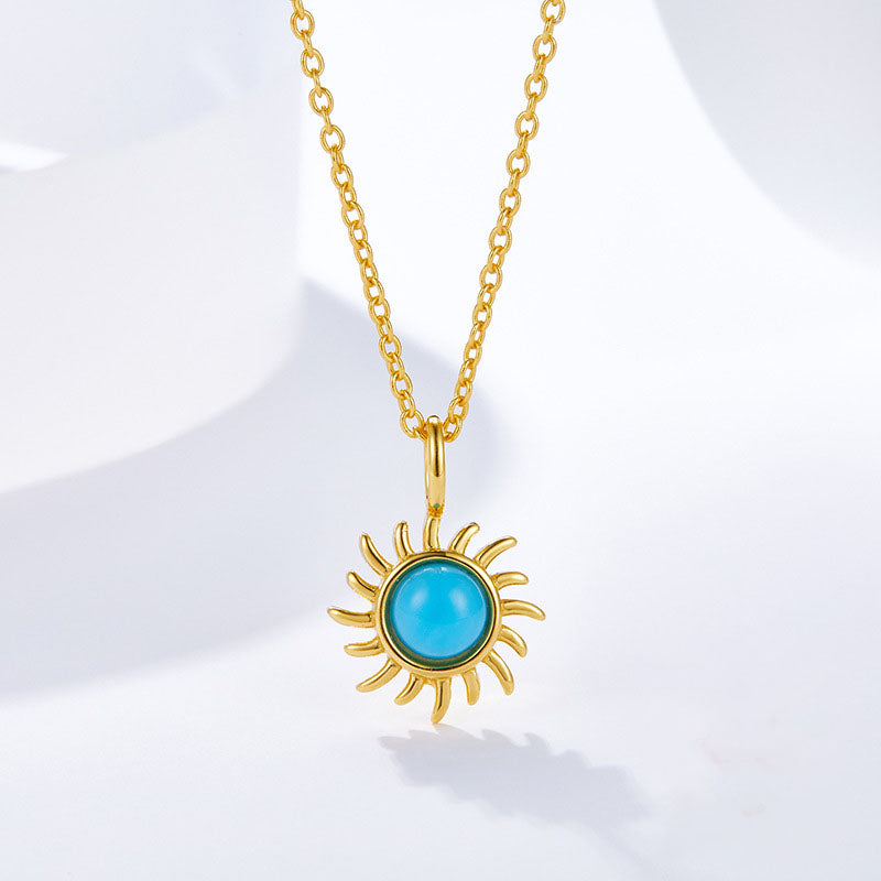 Solar Bloom Round Cut Opal Galaxy Sun Necklace