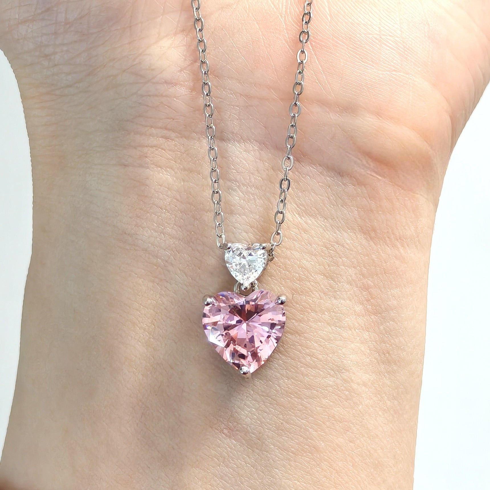Rosaline Heart Shaped Pink Zircon Classic Pendant