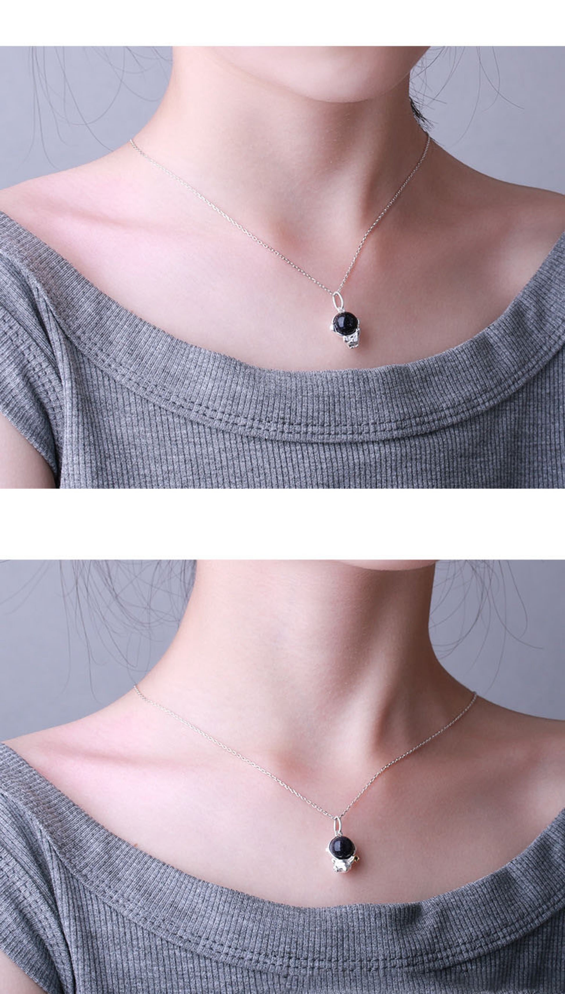 Stardust Explorer Round Cut Blue Sandstone Galaxy  Necklace
