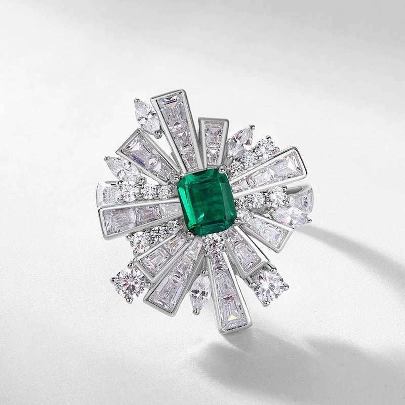 Emerald Cut Lab Emerald Unique Ring
