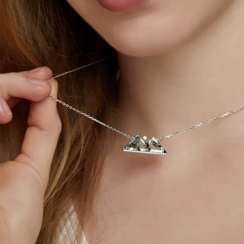 'Verda' The Moss Agate Mountain Range Genuine Gemstone Mountain Necklace
