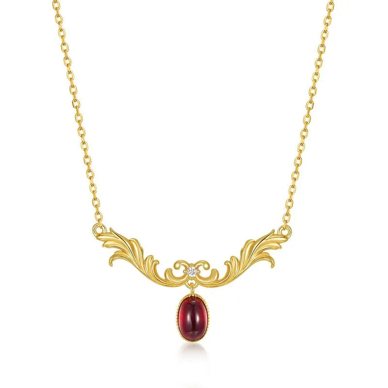 Elara Oval Cut Garnet Vintage Necklace