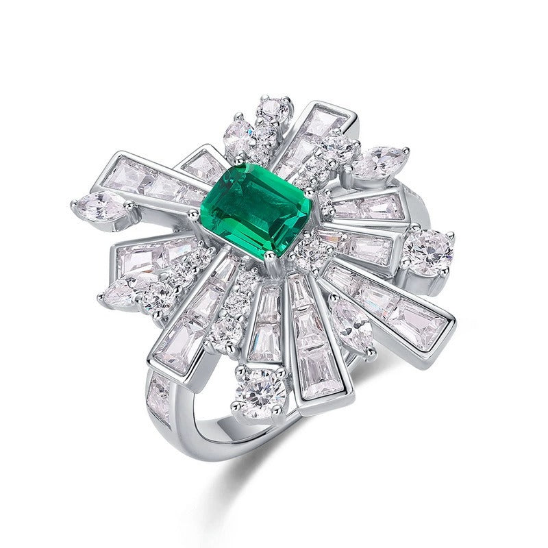 Emerald Cut Lab Emerald Unique Ring