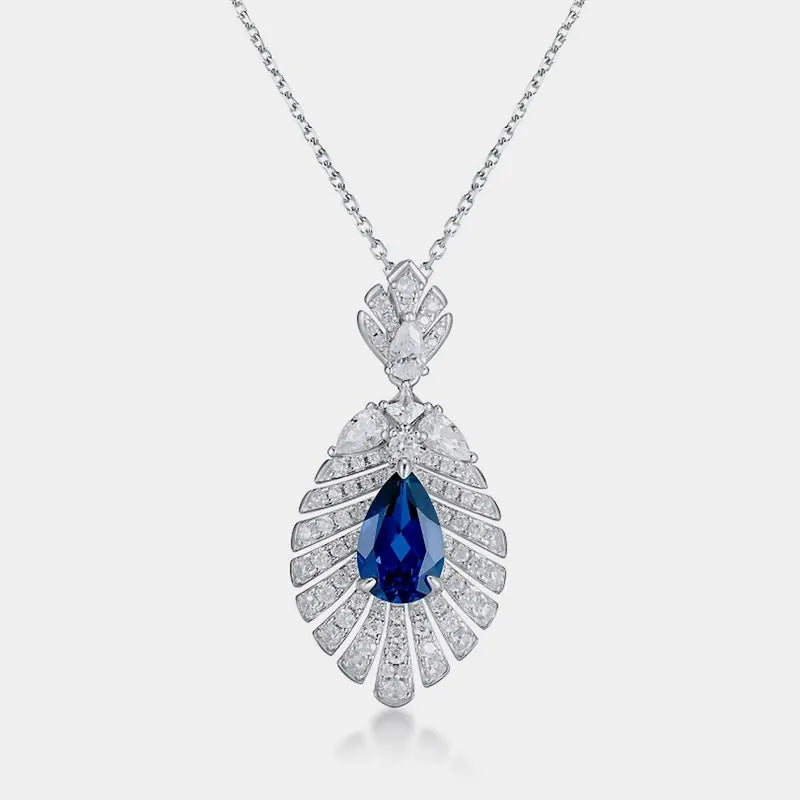 Vivienne Pear Cut Sapphire Unique Necklace