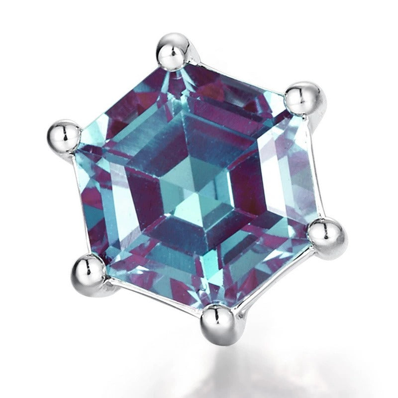 Hexagon Cut Alexandrite Classic Stud Earrings