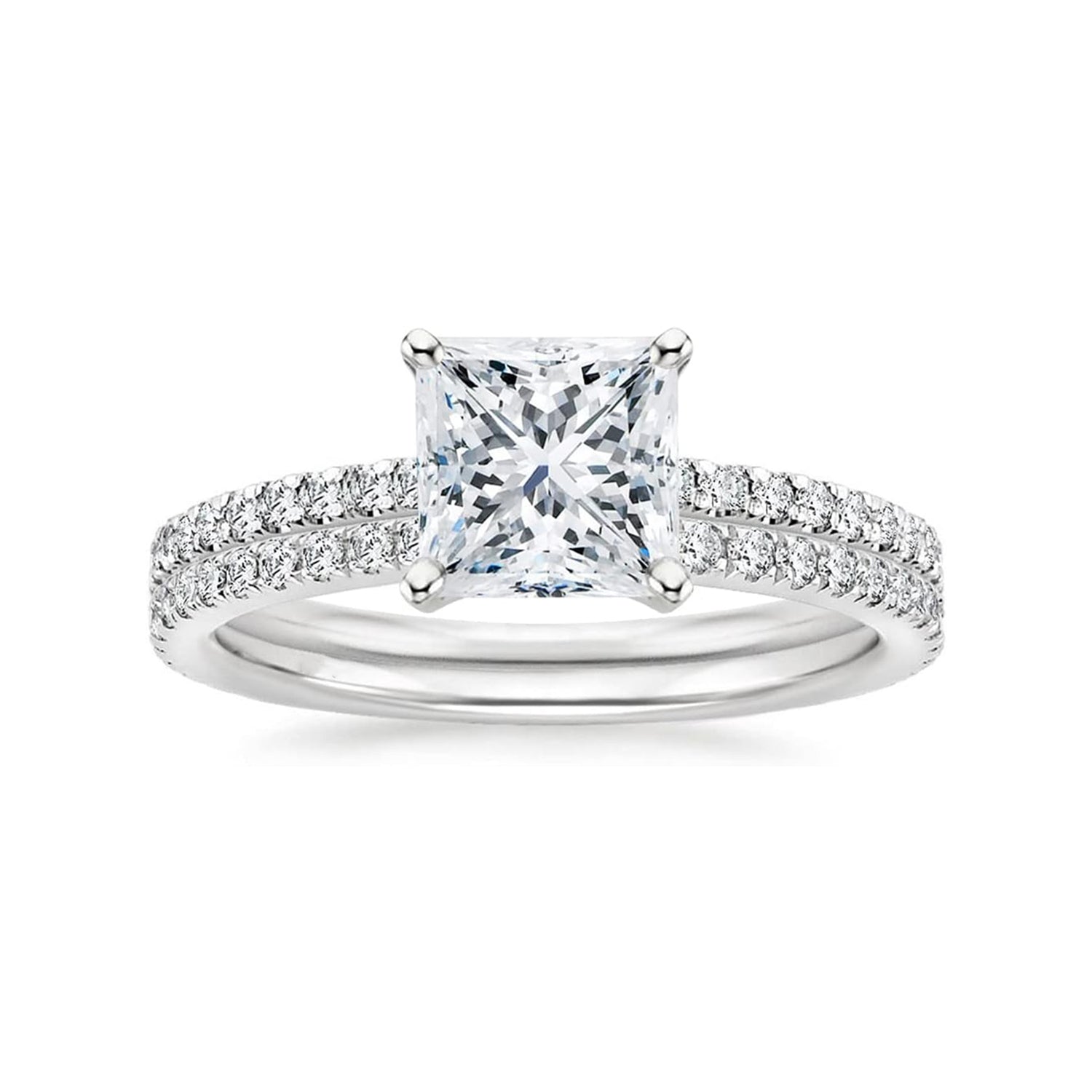 Princess Cut Moissanite Solitaire Engagement Bridal Sets