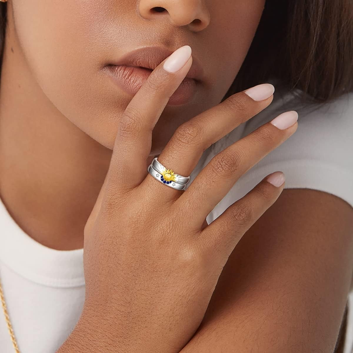 Stackable Sun and Moon Celestial couple ring & Friendship Ring & Promise Ring