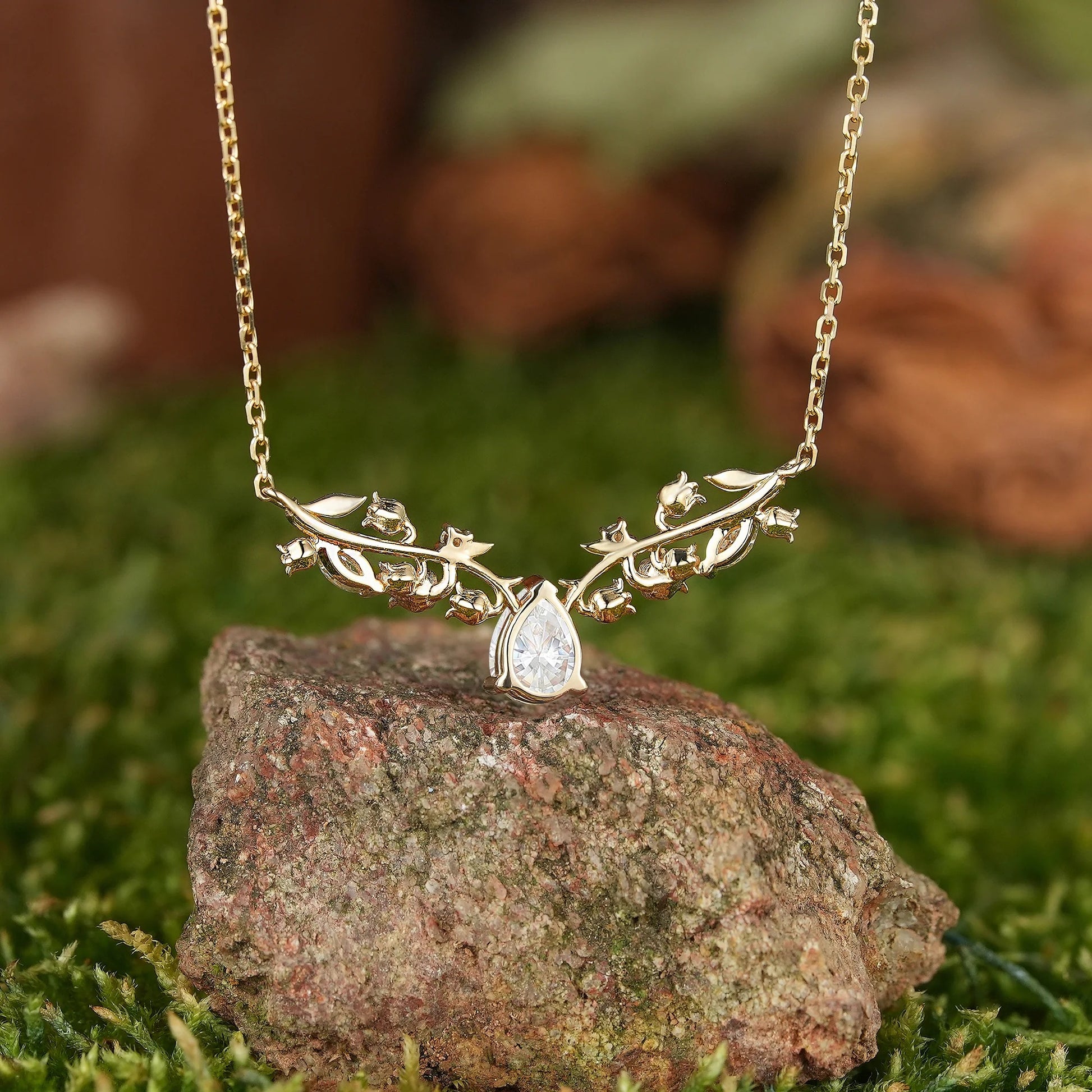 Josephine Pear Cut  Moissanite Nature Necklace