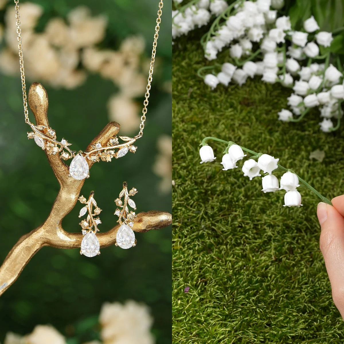 Josephine Pear Cut  Moissanite Nature Necklace