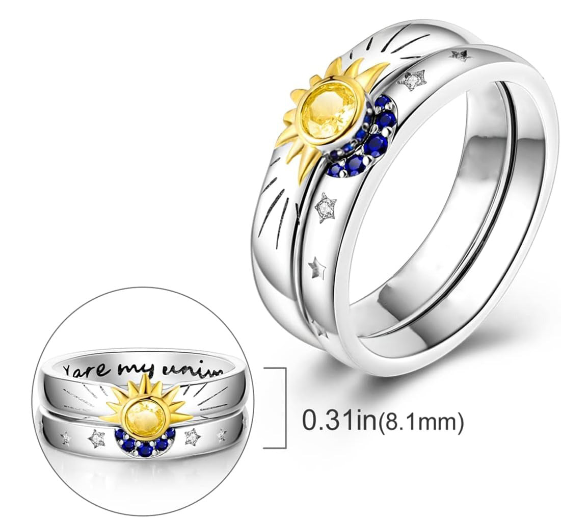 Stackable Sun and Moon Celestial couple ring & Friendship Ring & Promise Ring