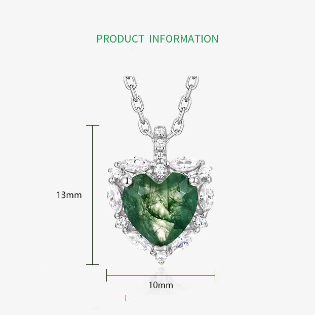 'Verdant Heart' Sparkling Earth Goddess Moss Agate Necklace