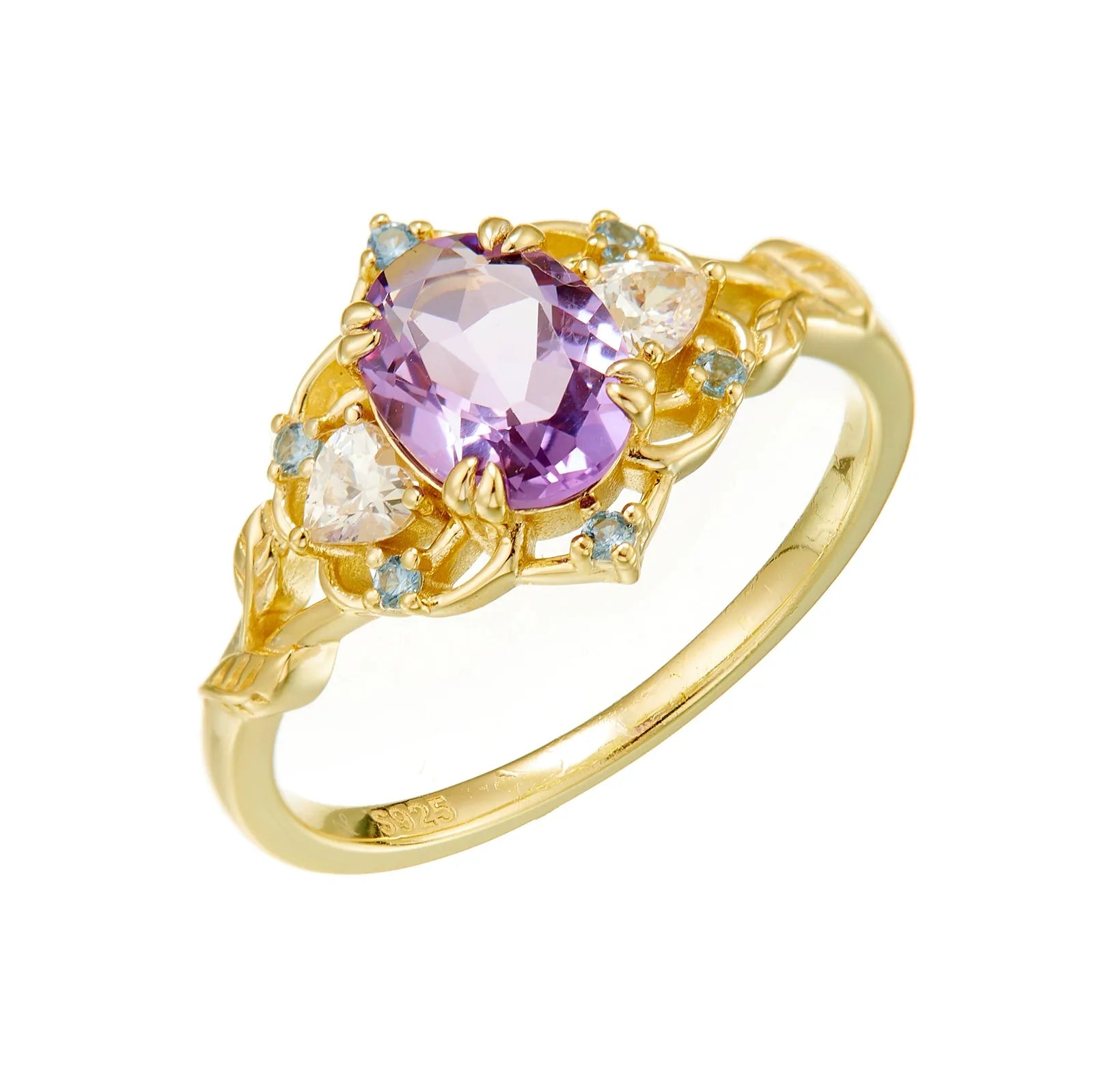 Unique Natural Oval Cut Amethyst Minimalist Women Wedding Ring