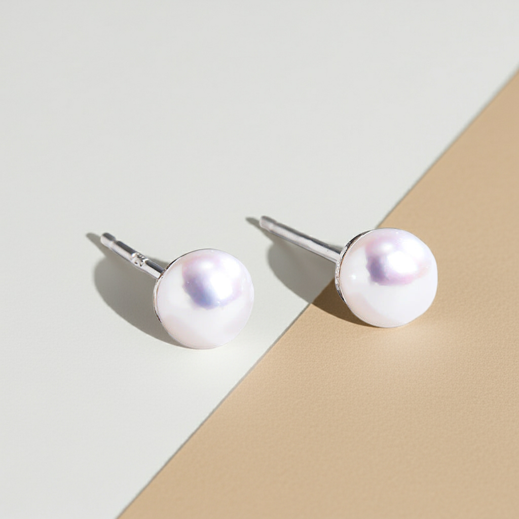 10K/14K Pearl Minimalist Classic Stud Earrings