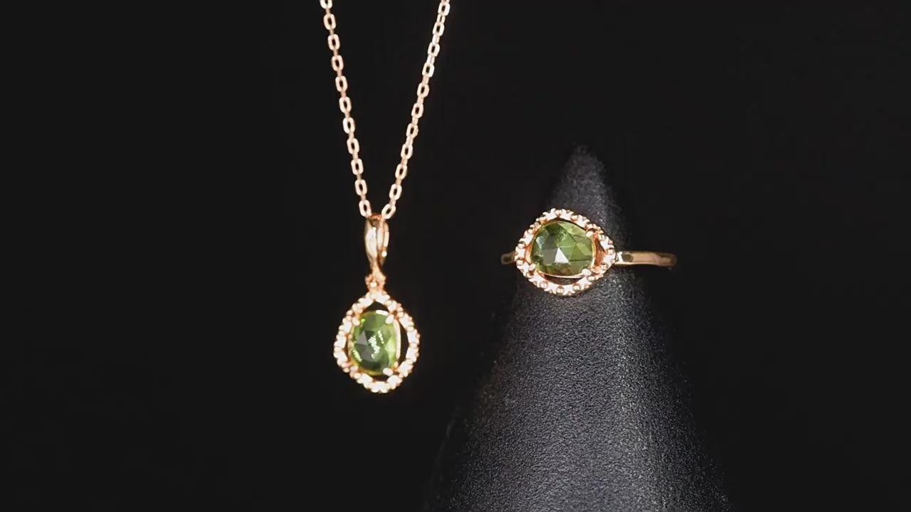 Theodora - Irregular Cut Green Peridot Unique Necklace