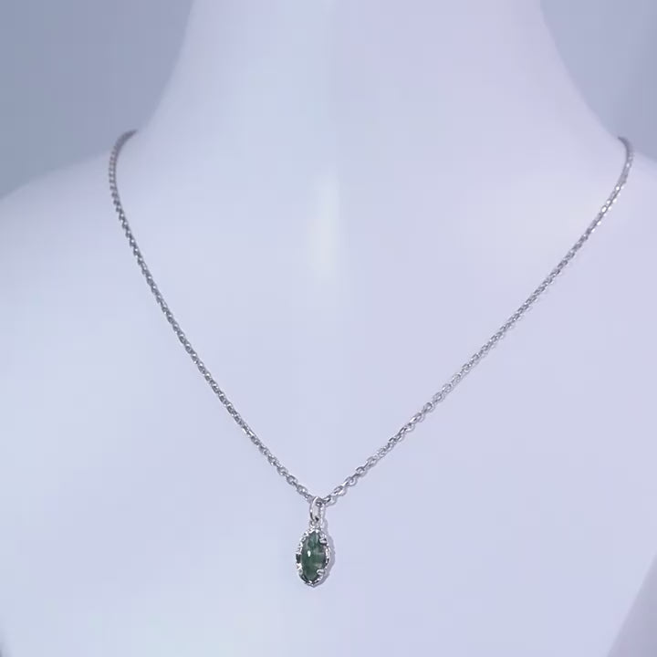 'Everolive' Green Moss Agate Olive Branch Nature Pendant Necklace