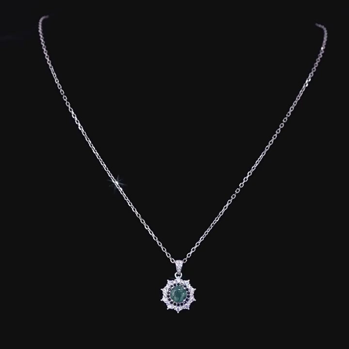 'Sunmoss' 6.5MM Moss Agate Pendant Silver Women Jewelry Christmas Gift For Her