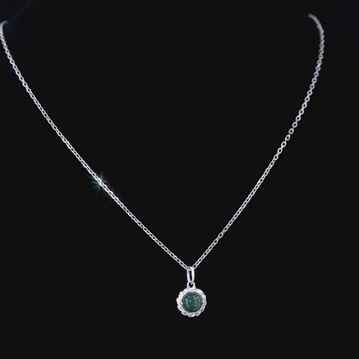 Mirabelle - Round Cut Moss Agate Classic Necklace