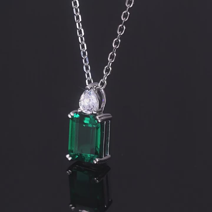 Eleanor- Emerald Cut Emerald Classic Necklace