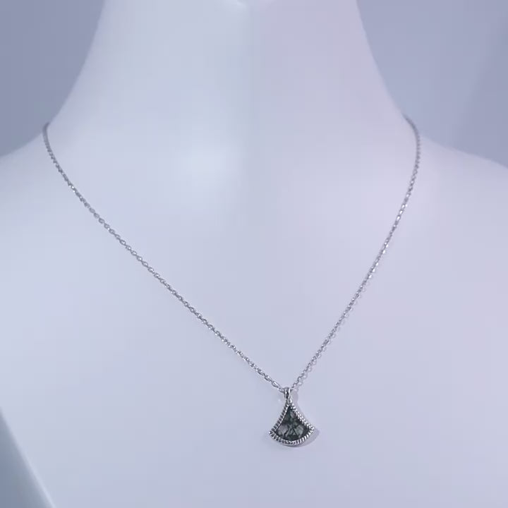 Fan-Shaped Moss Agate Nature Inspired Necklace