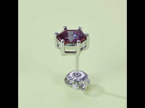 Hexagon Cut Alexandrite Classic Stud Earrings