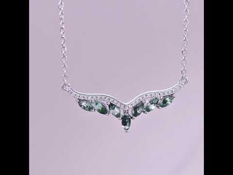 Camellia Pear Cut Moss Agate Nature Necklace