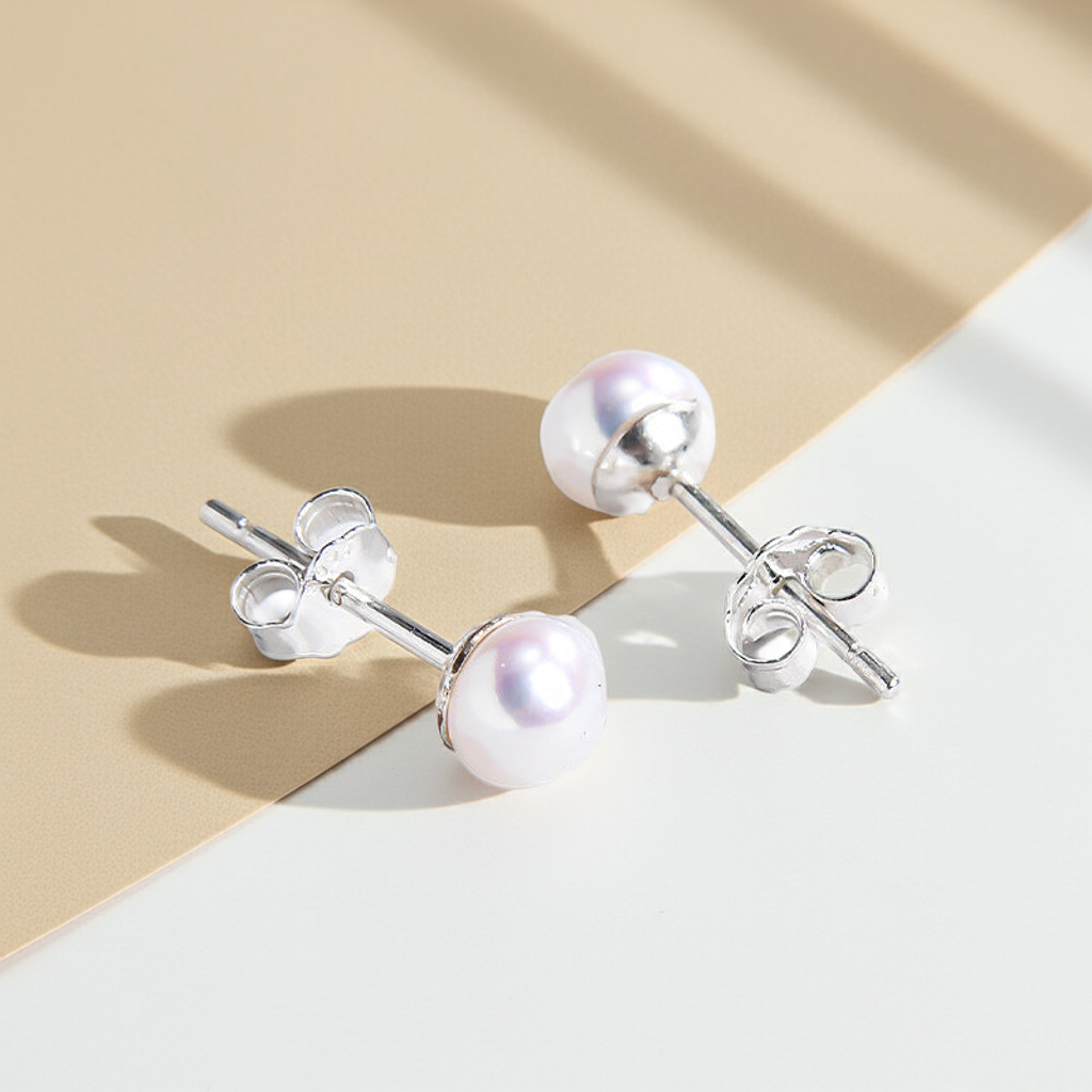 10K/14K Pearl Minimalist Classic Stud Earrings