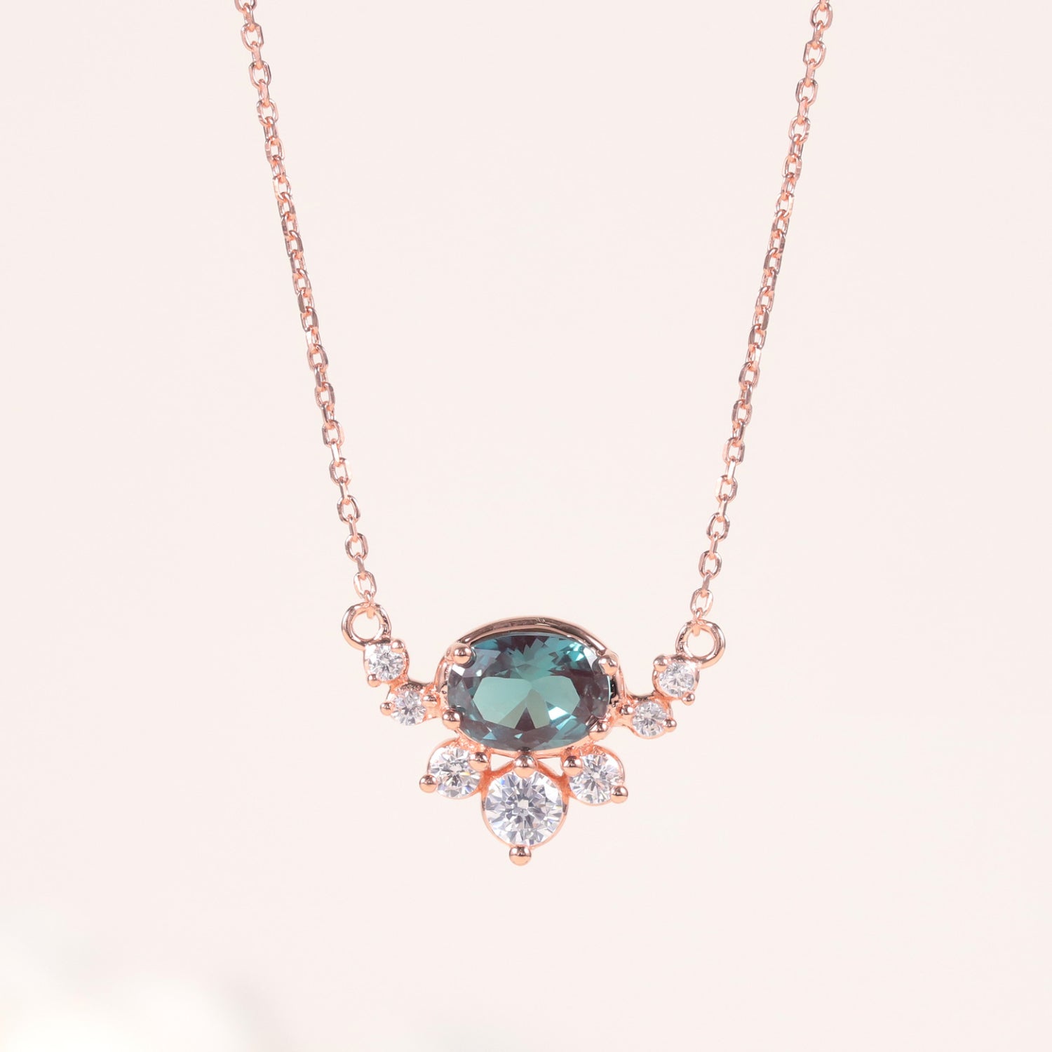 Beatrice Oval Cut Lab Alexandrite Unique Necklace