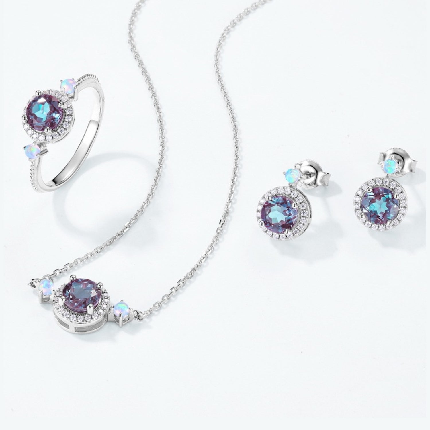 Araminta Round Cut Lab Alexandrite Classic Necklace