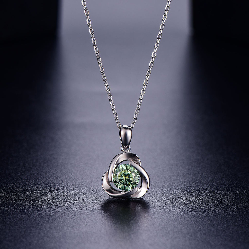 Mira - Round Cut Green Moissanite Classic Necklace