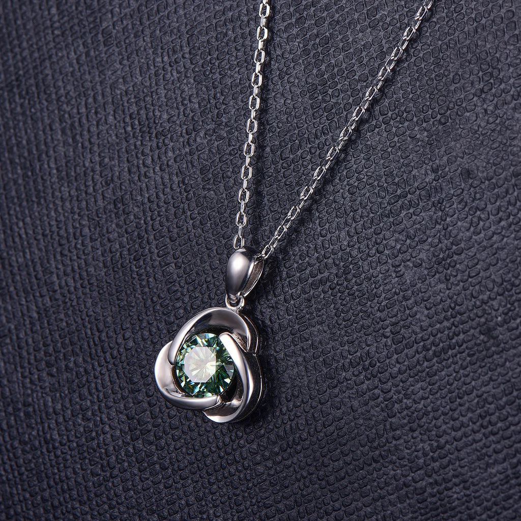 Mira - Round Cut Green Moissanite Classic Necklace