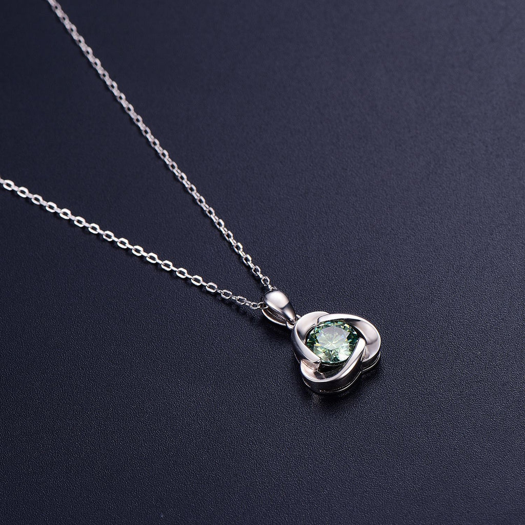 Mira - Round Cut Green Moissanite Classic Necklace