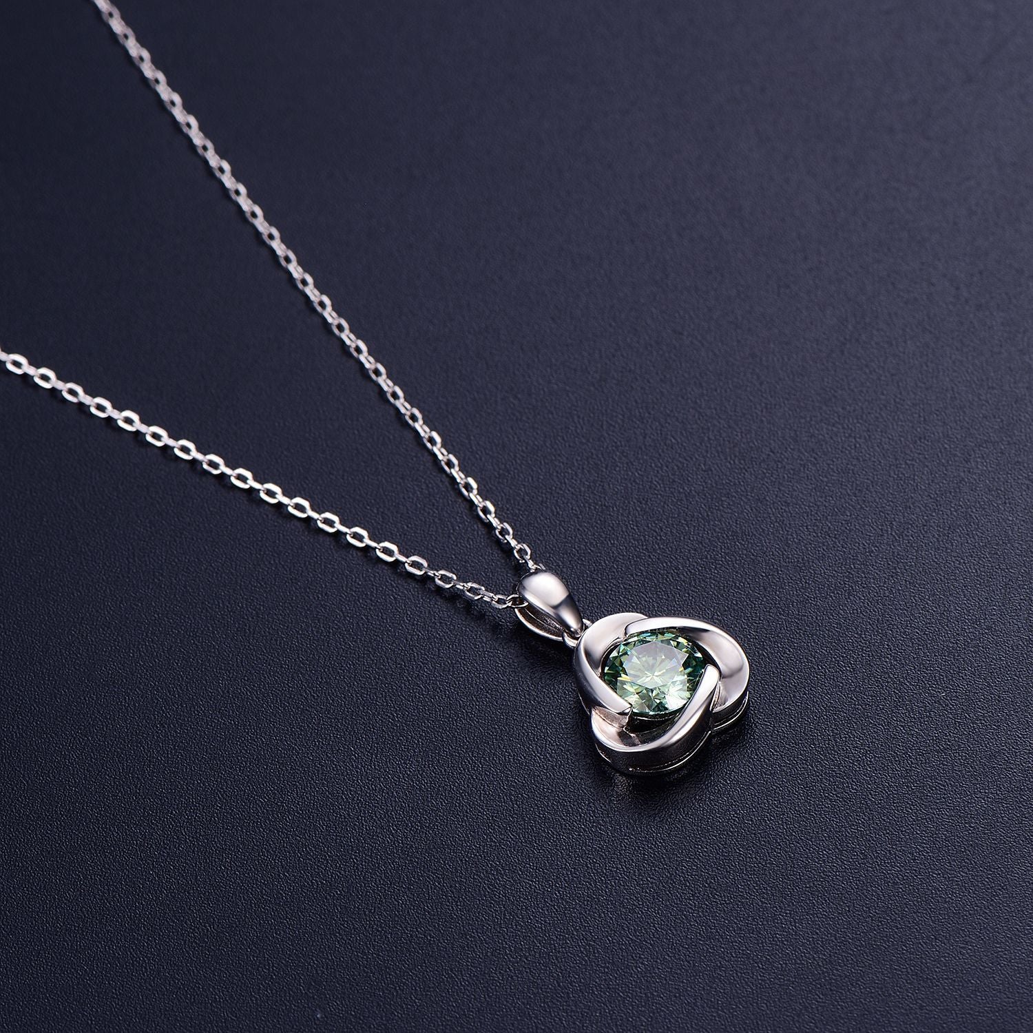 Mira - Round Cut Green Moissanite Classic Necklace