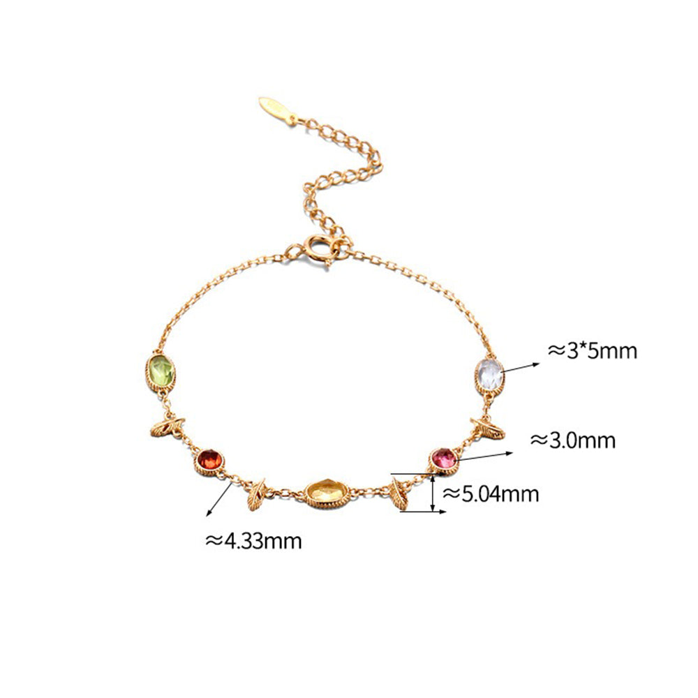 "Sweet Souls" - Feather Charm Peridot & Garnet & Citrine & Sky Blue Topaz Bracelet