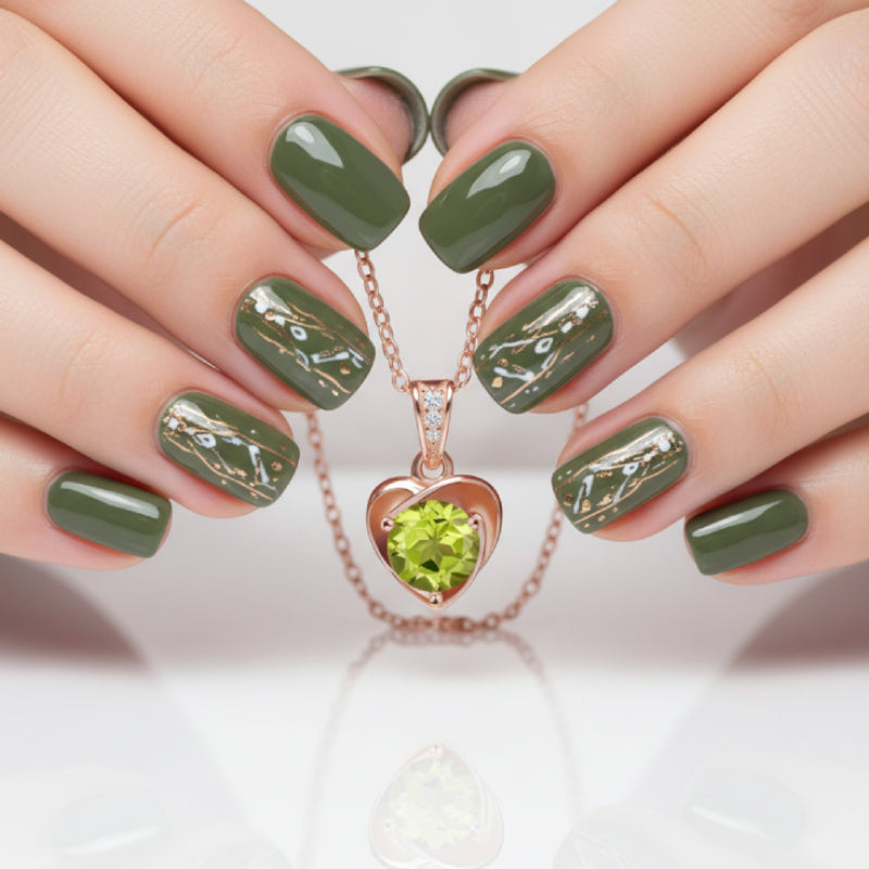 "Grace" Heart Shaped Round Cut Peridot Classic Pendant
