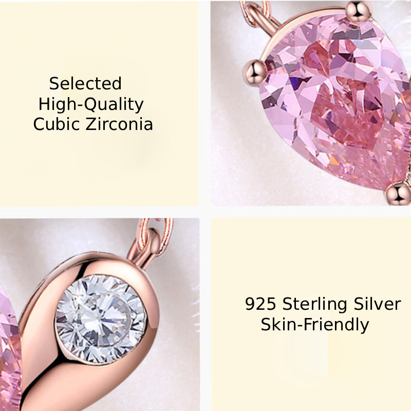 “Felicity” Heart to Heart Pink Cubic Zirconia Classic Pendant