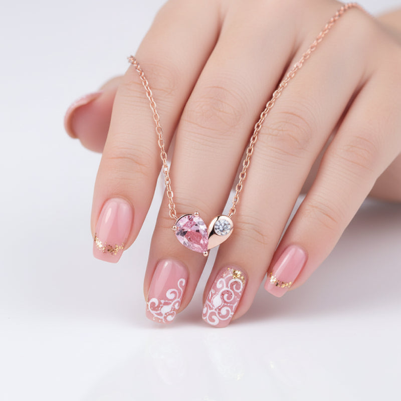 “Felicity” Heart to Heart Pink Cubic Zirconia Classic Pendant