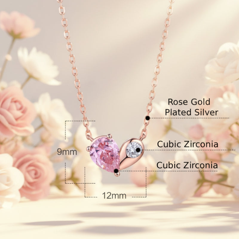 “Felicity” Heart to Heart Pink Cubic Zirconia Classic Pendant