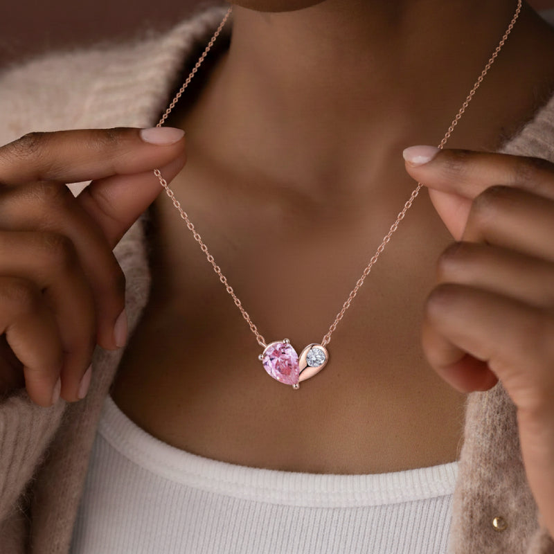 “Felicity” Heart to Heart Pink Cubic Zirconia Classic Pendant