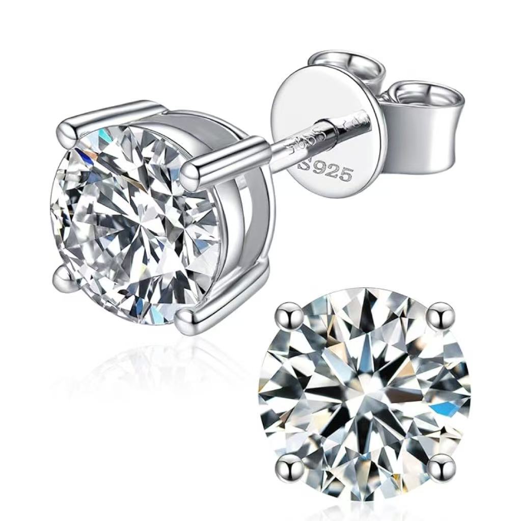 Round Cut Moissanite Classic Solitaire Stud Earrings