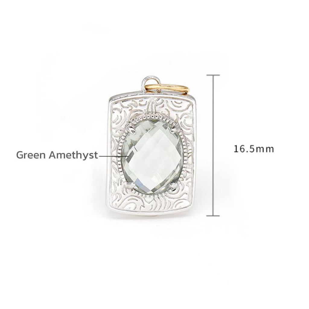 LunaTear - Oval Cut Natural Green Amethyst Victorian Vintage Necklace