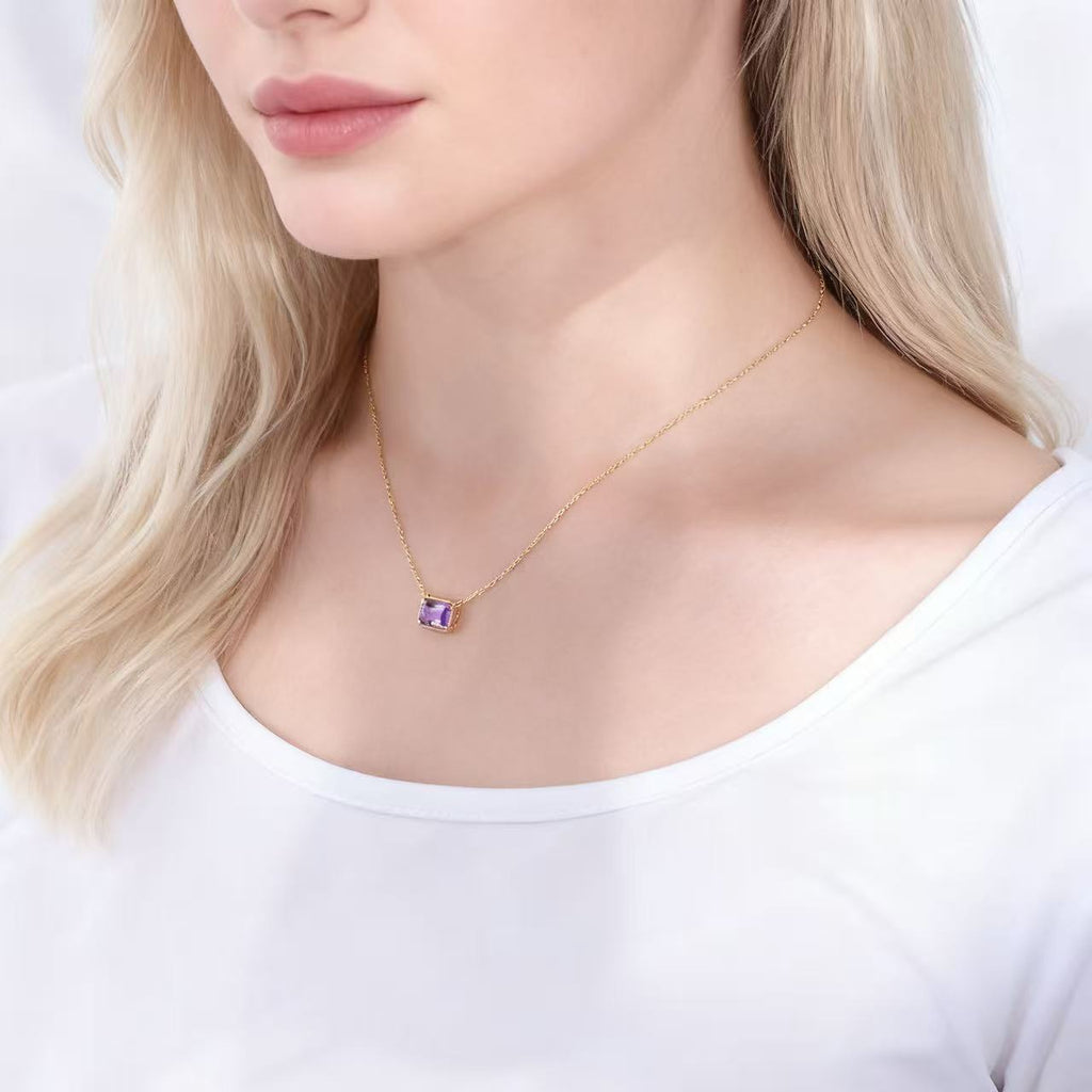 Mirielle Emerald Cut Amethyst Classic Necklace