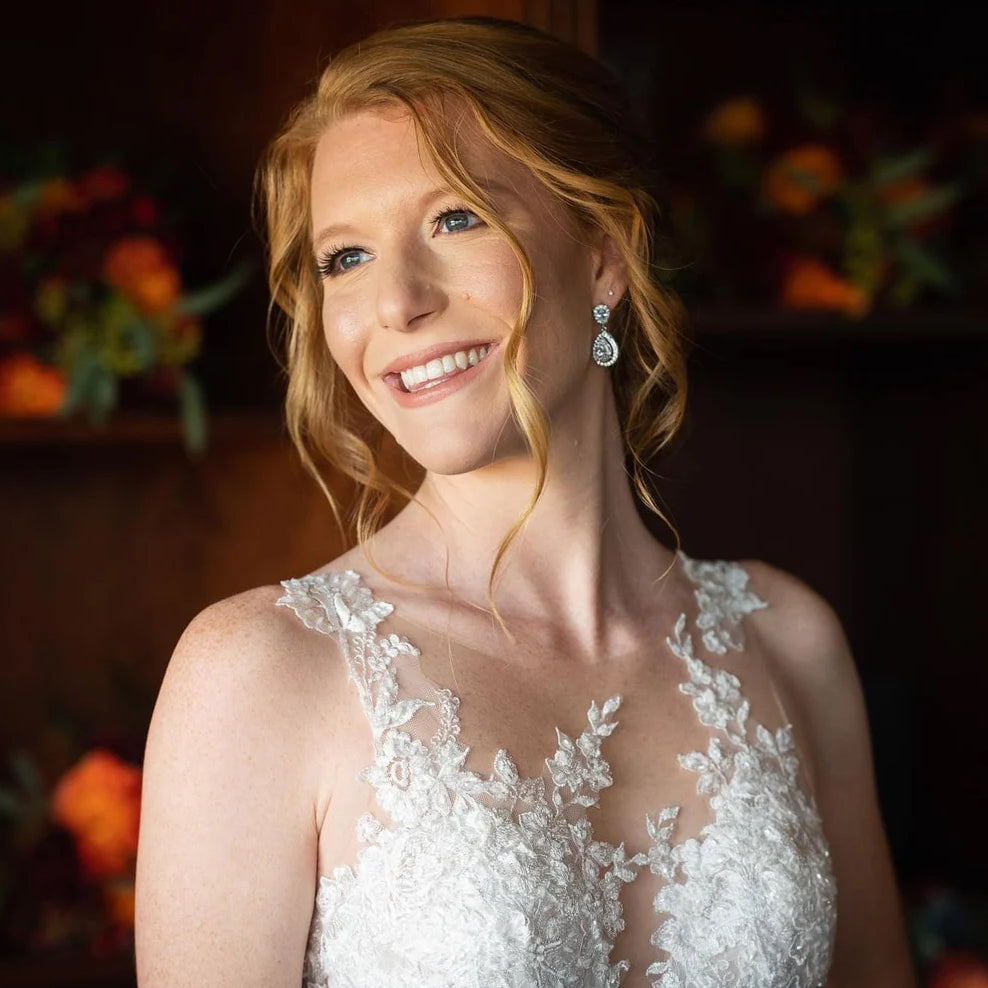 Pear Cut Moissanite Drop Bridal Wedding Earrings