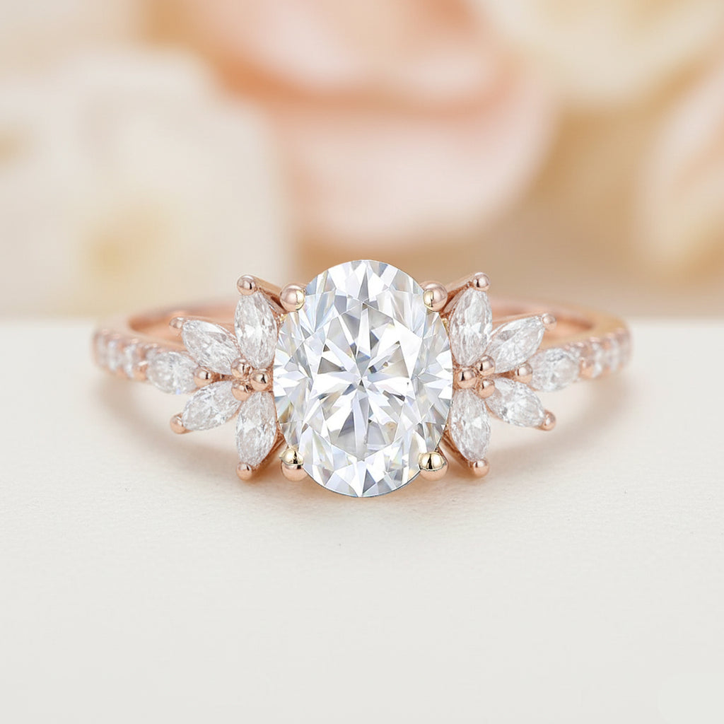 Cluster Oval cut Moissanite Fairy Engagement ring